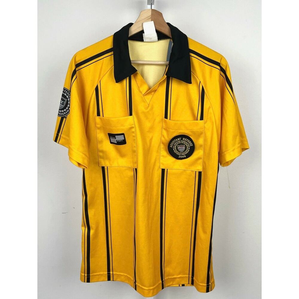 Official Sports S US Soccer Federation Assistant Referee Jersey Striped Yellow